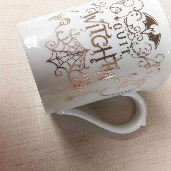 Quit Witchin Boho Coffee Mug Bat Spiderweb - Picture 2 of 5